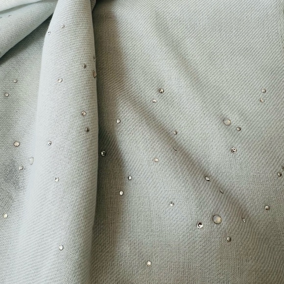 SWAROVSKI Light Gray with Crystal Accent %65 Polyester & %35 Viscose Scarf - Picture 3 of 16